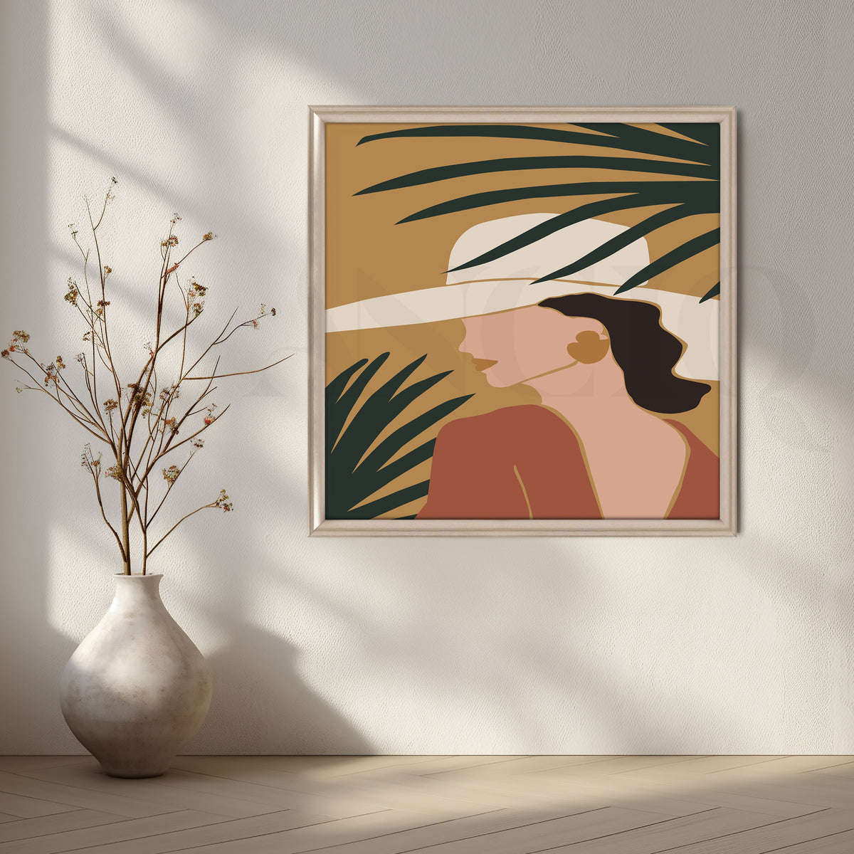 Woman in Summer Hat Canvas Artwork – Asha Art Studio – Image 4