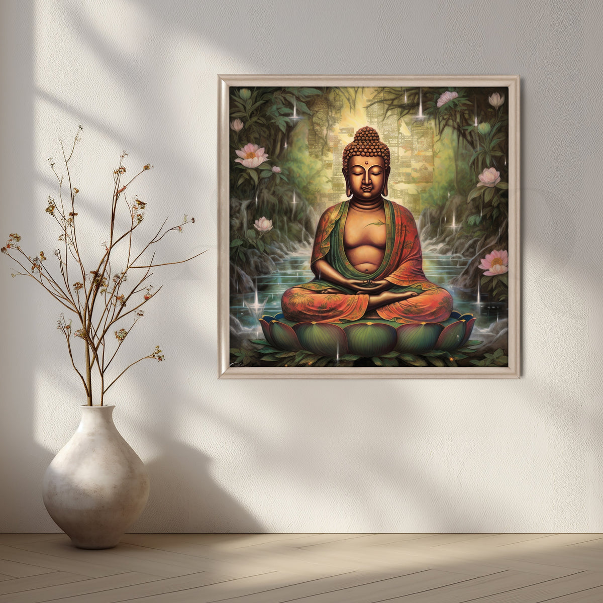 Buddha Meditating by Tranquil Waters Artwork – Asha Art Studio – Image 4