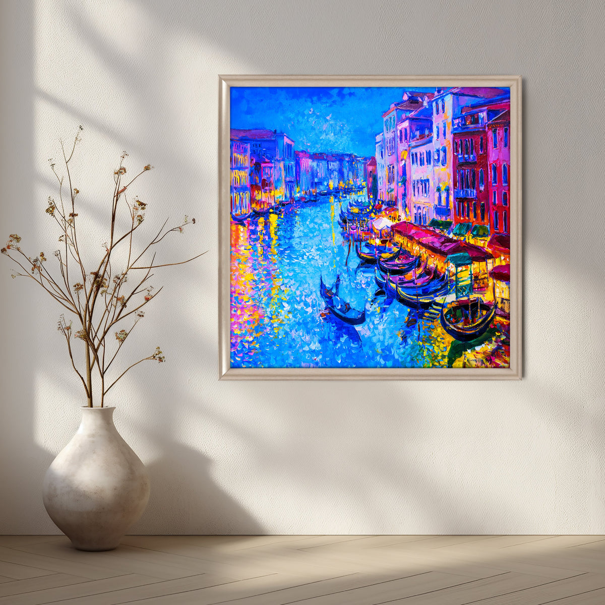 Vibrant Canal Life at Dusk in Venice – Asha Art Studio – Image 4