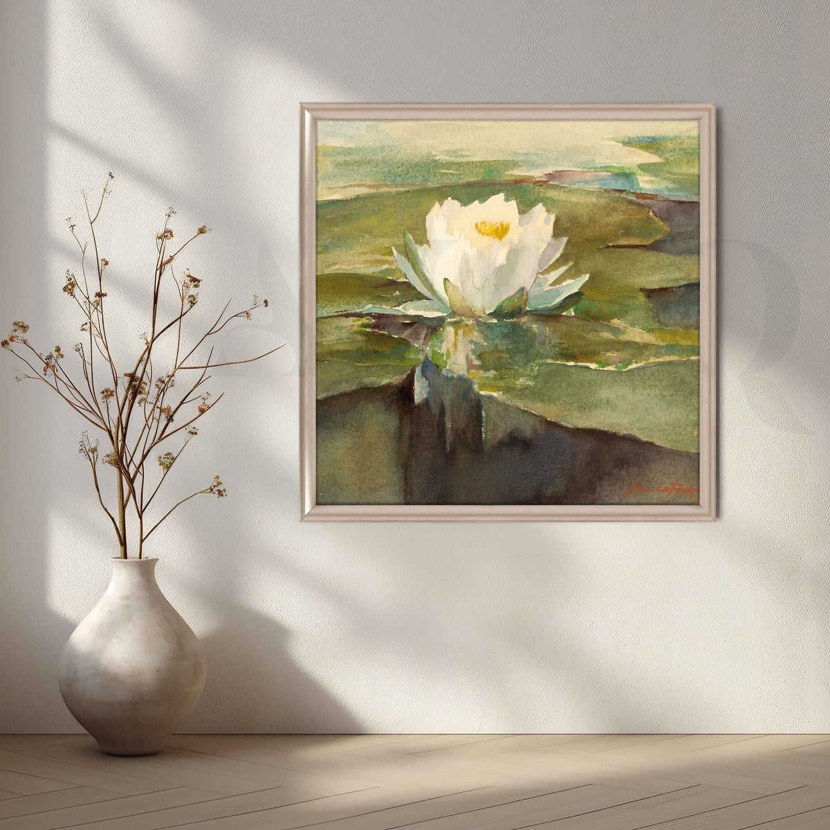 White Water Lily Botanical Canvas Artwork – Asha Art Studio – Image 4