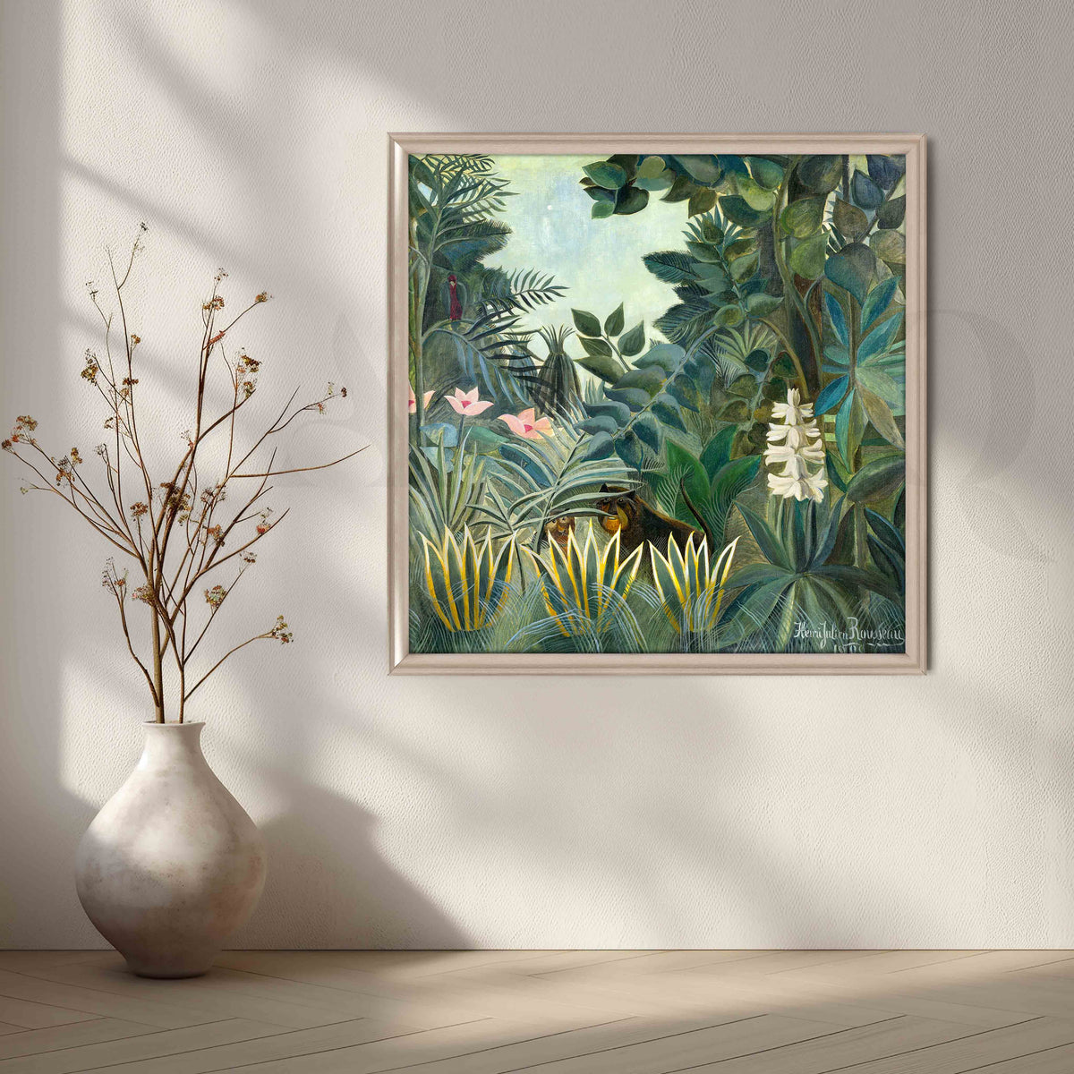 Exotic Jungle with Hidden Tigers Botanical Canvas Artwork – Asha Art Studio – Image 4