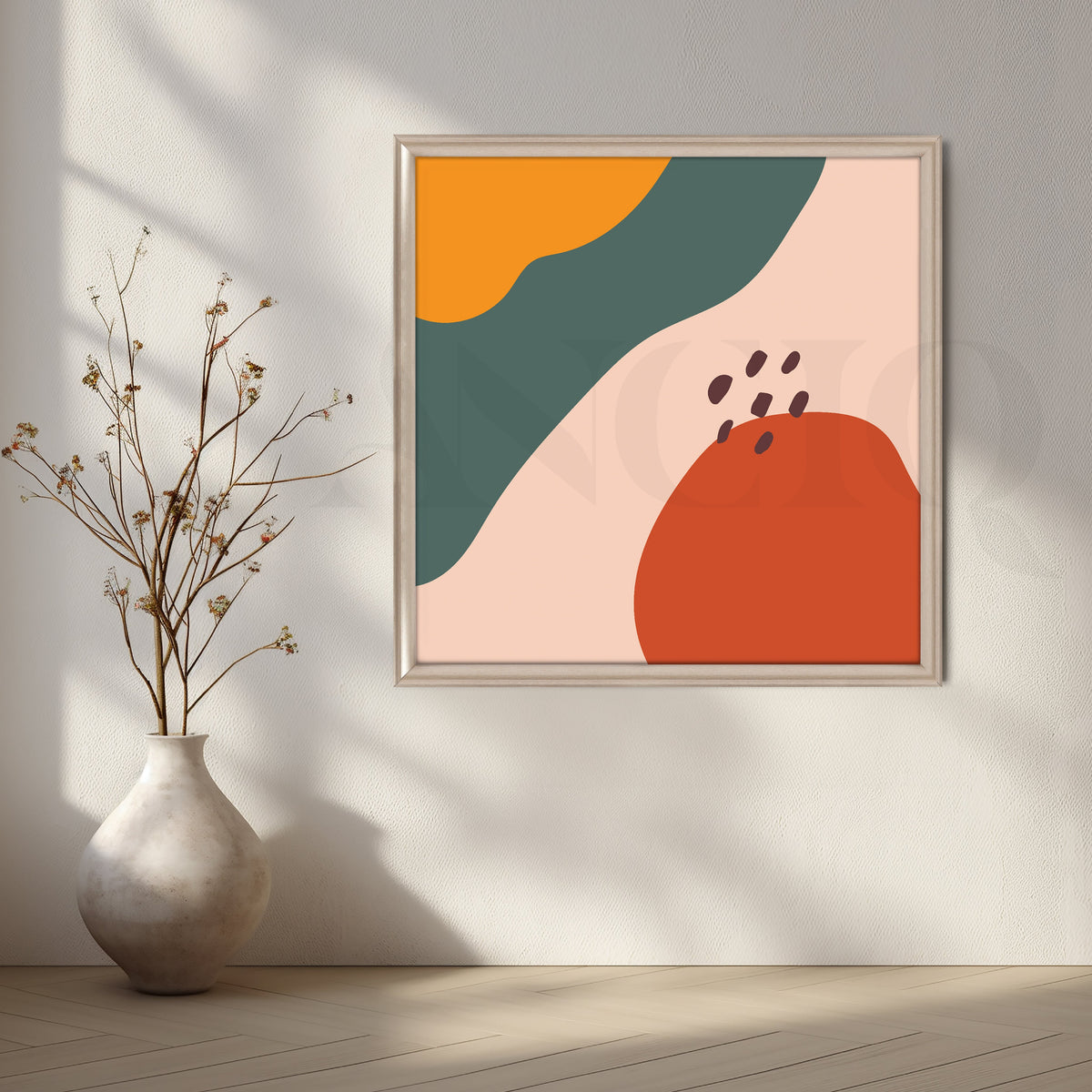 Warm Hues and Abstract Shapes Canvas Artwork – Asha Art Studio – Image 6