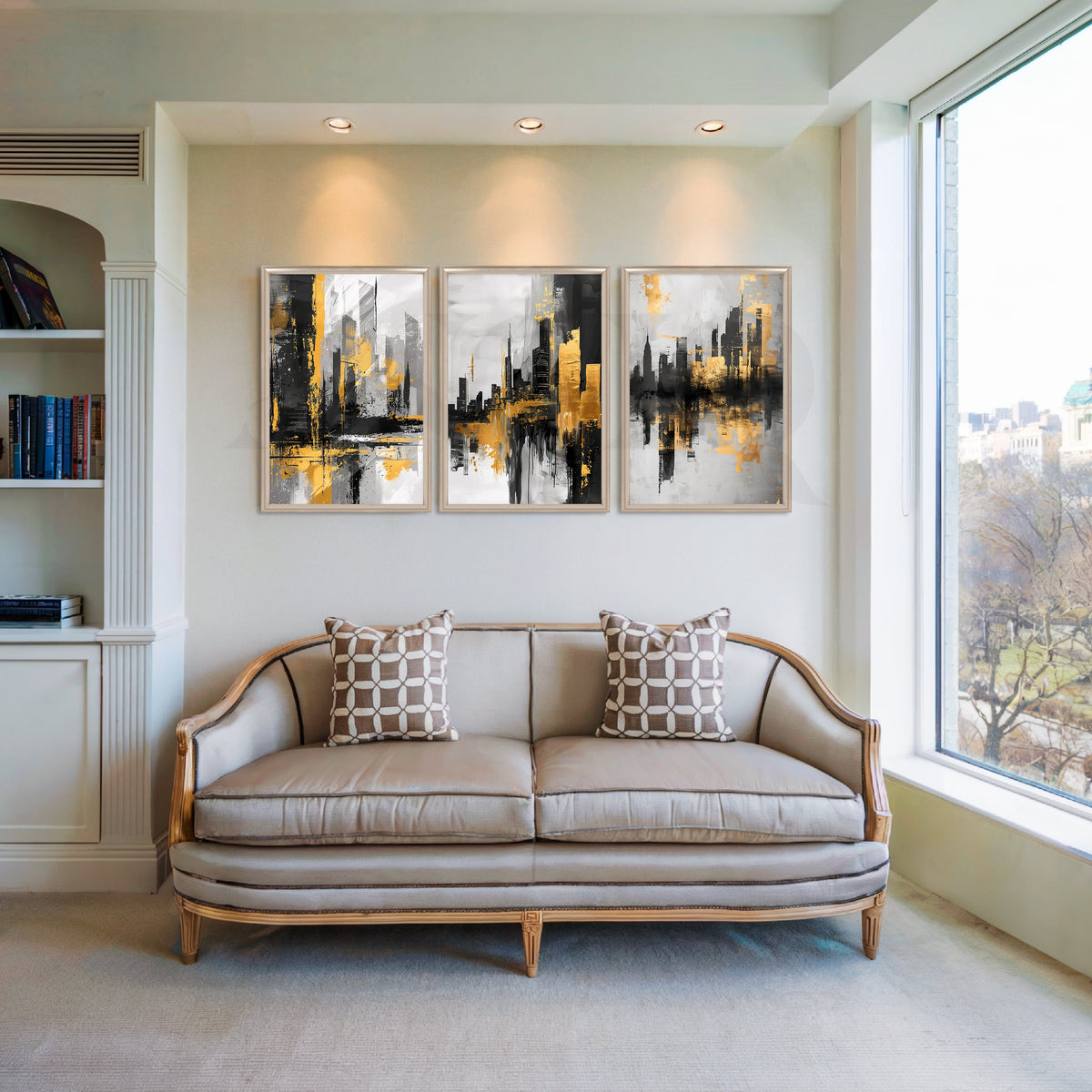 Golden City Reflections Gallery Wall – Set of 3 Artworks – Asha Art Studio – Image 4