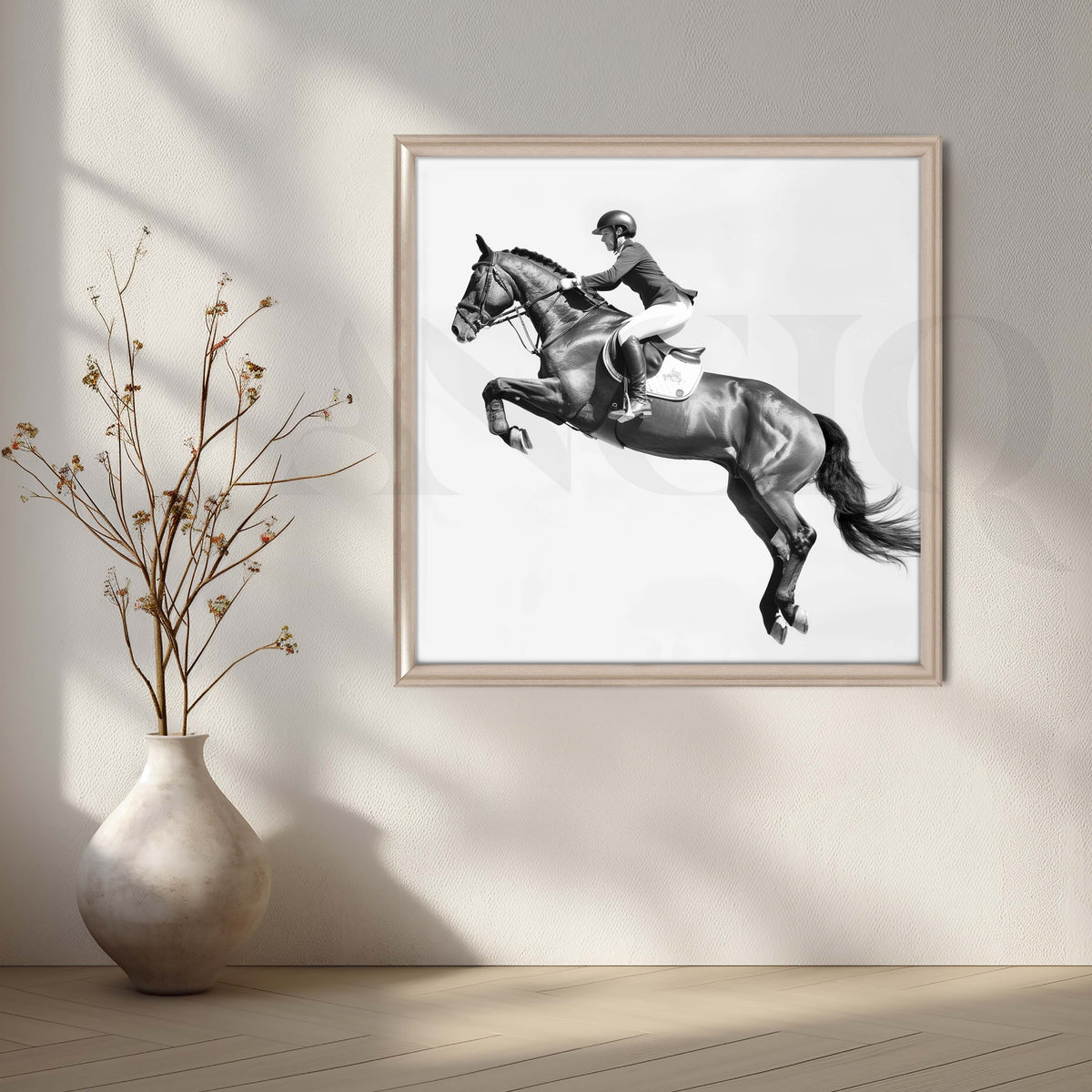 Monochrome Jumping Horse Canvas Artwork – Asha Art Studio – Image 4
