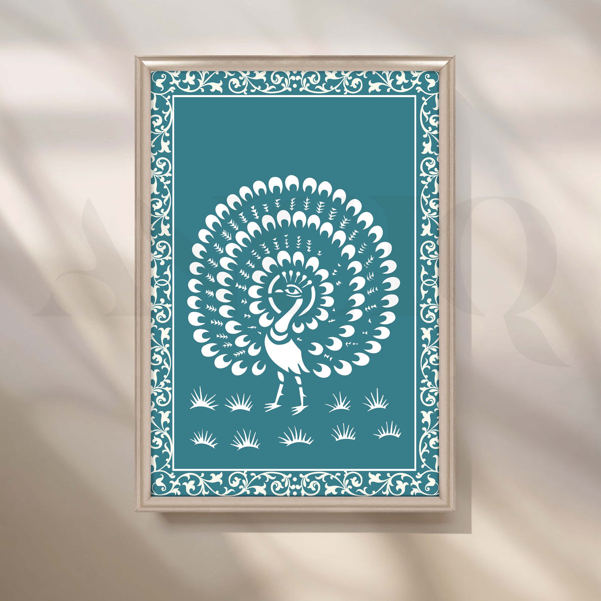 Warli Art Peacock Painting Canvas Artwork – Asha Art Studio – Image 4