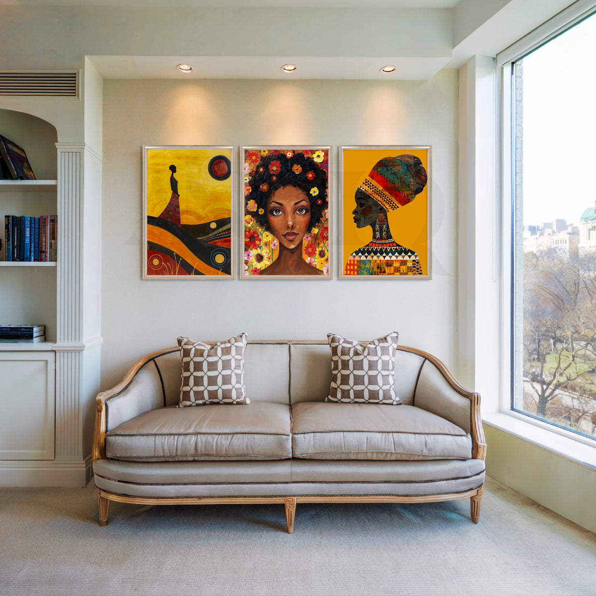 Golden Afro Muse Gallery Wall – Set of 3 Artworks – Asha Art Studio – Image 4
