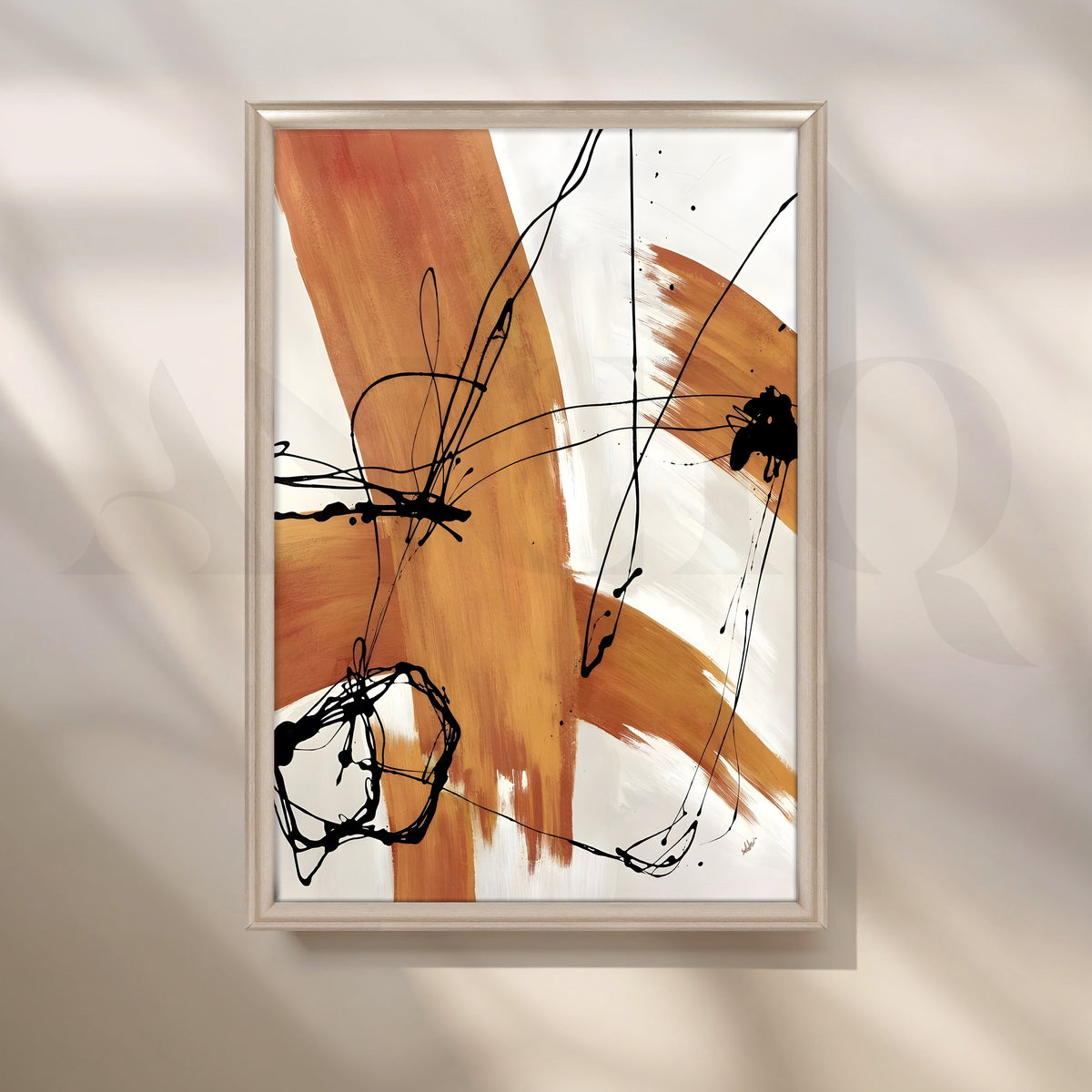 Ochre Brushstroke Canvas Artwork – Asha Art Studio – Image 4