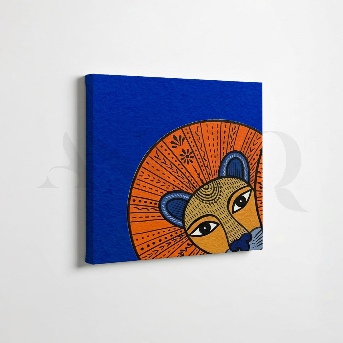 Folk Lion Wildlife Gallery Wall Canvas Artwork Set of 6 – Asha Art Studio – Image 2