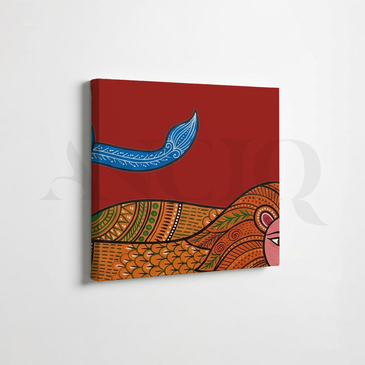 Folk Tiger Heritage Gallery Wall Canvas Artwork Set of 6 – Asha Art Studio – Image 3