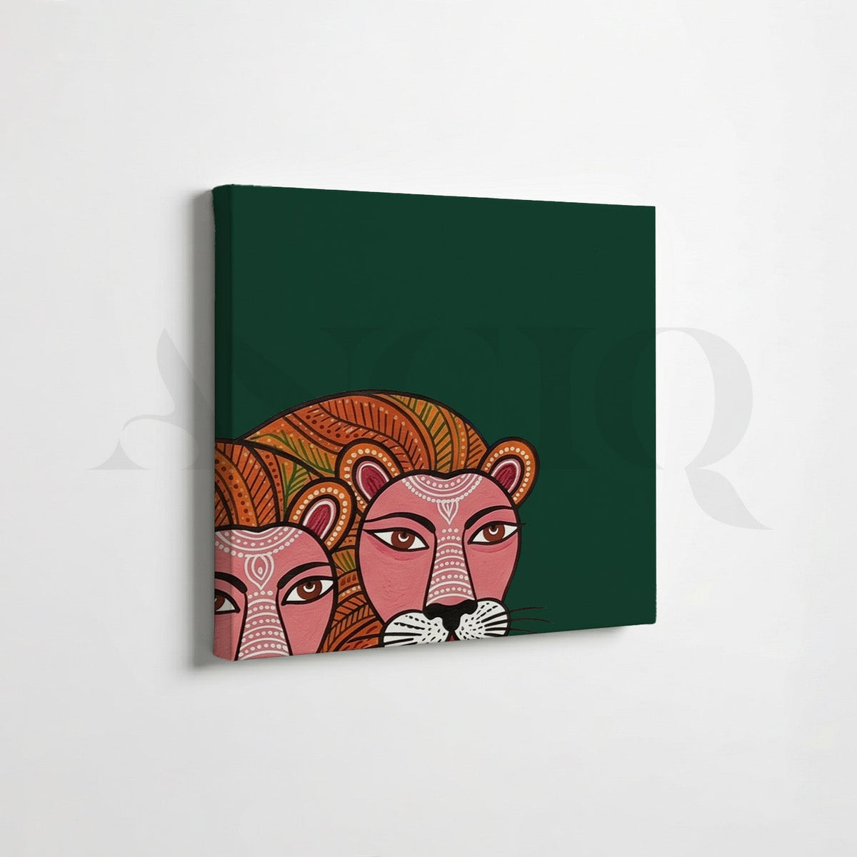 Folk Tiger Heritage Gallery Wall Canvas Artwork Set of 6 – Asha Art Studio – Image 4