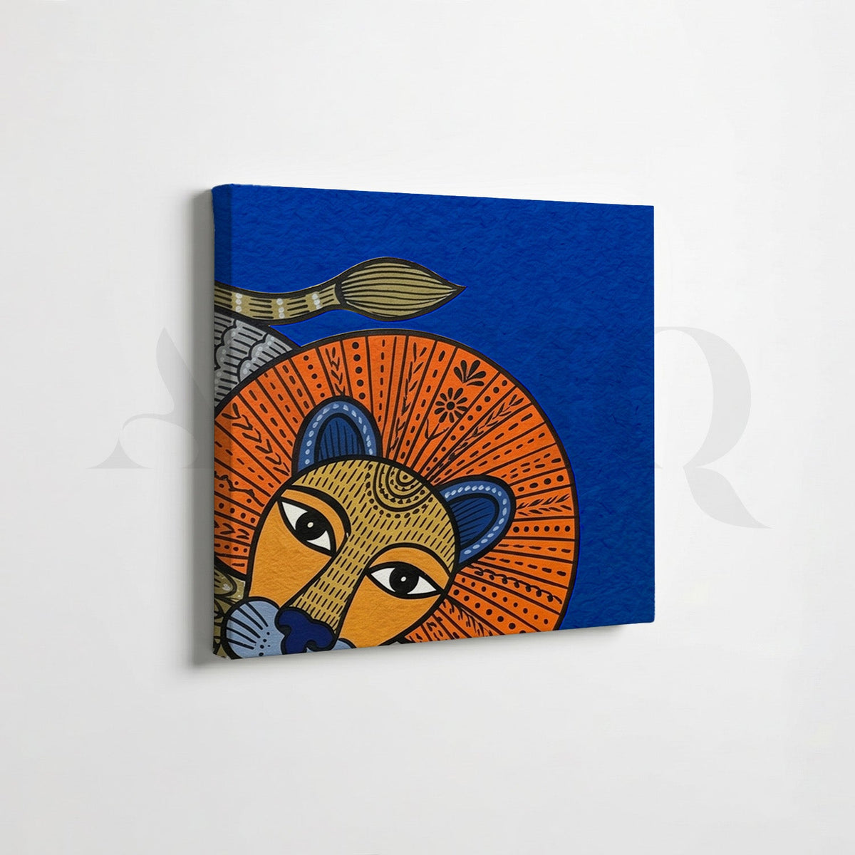 Folk Lion Wildlife Gallery Wall Canvas Artwork Set of 6 – Asha Art Studio – Image 4