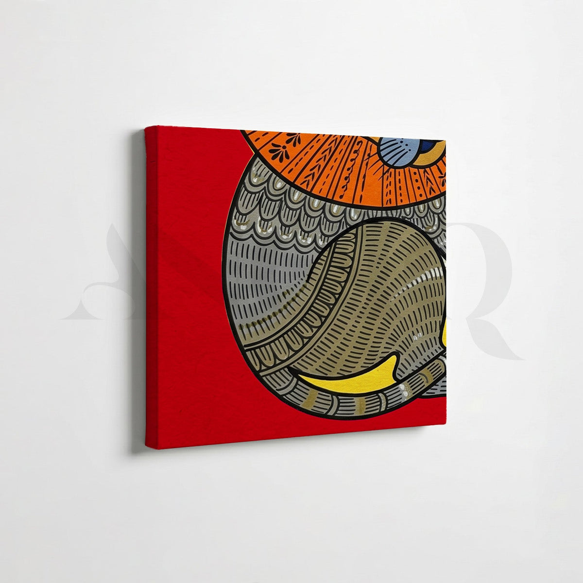 Folk Lion Wildlife Gallery Wall Canvas Artwork Set of 6 – Asha Art Studio – Image 5