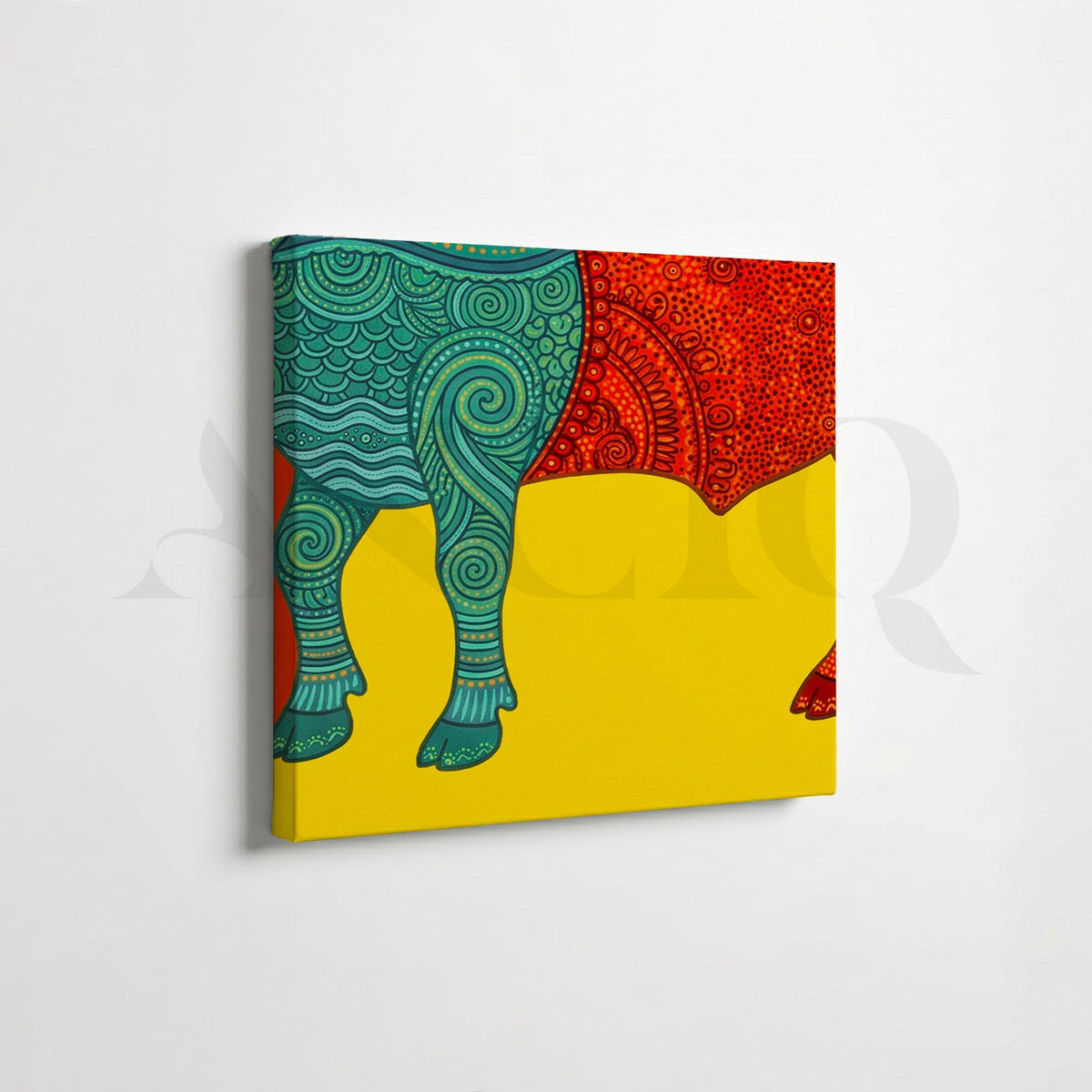 Colorful Cow Folk Gallery Wall Canvas Artwork Set of 6 – Asha Art Studio – Image 6