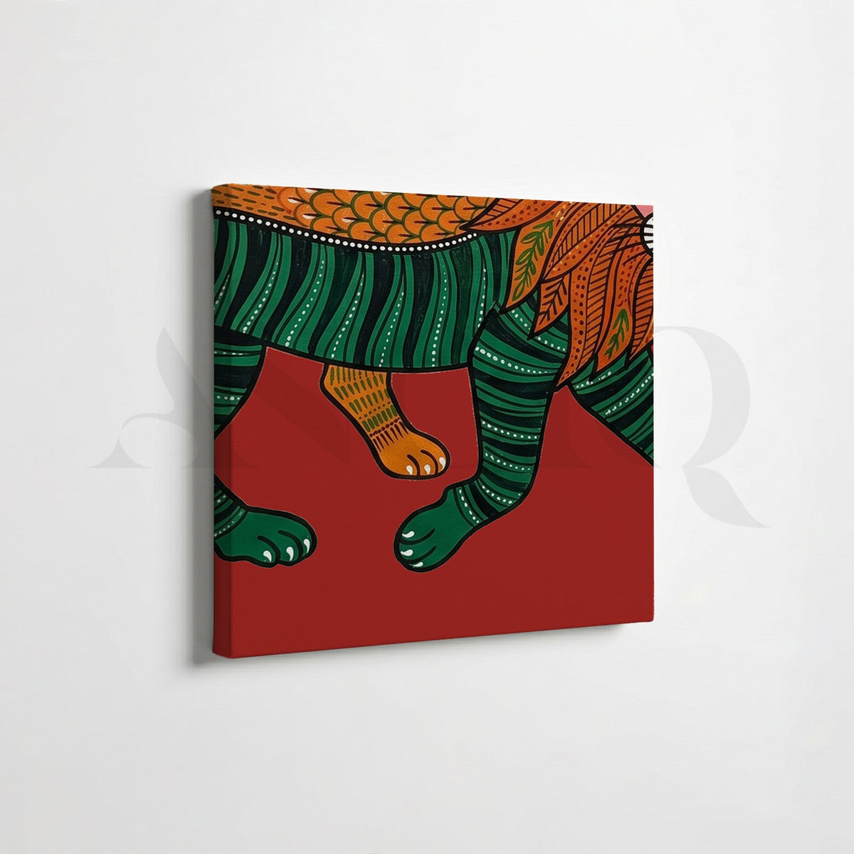 Folk Tiger Heritage Gallery Wall Canvas Artwork Set of 6 – Asha Art Studio – Image 6