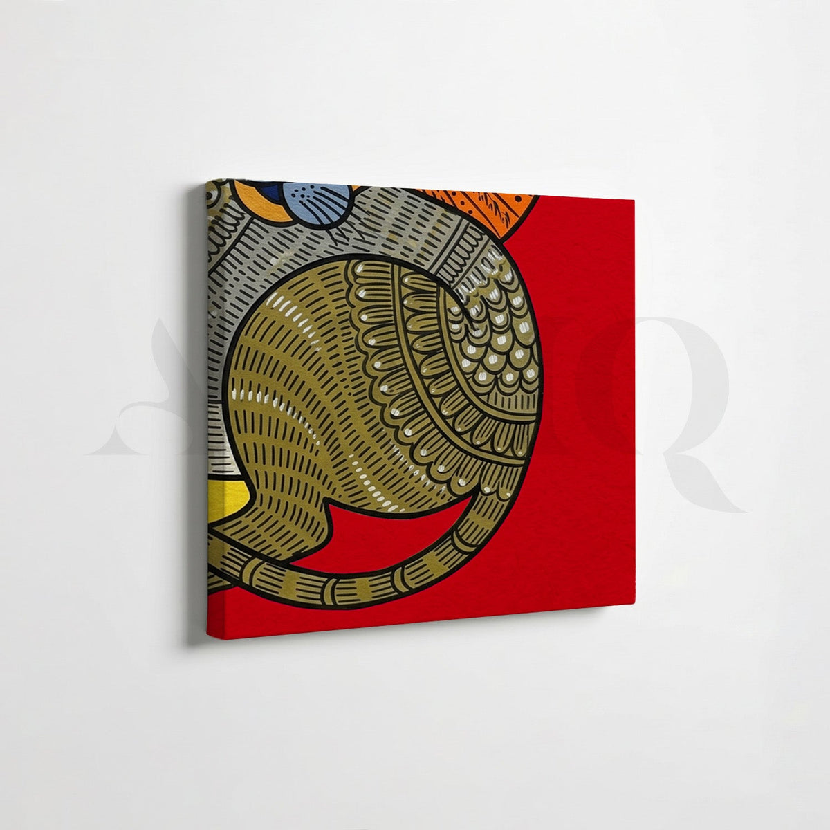 Folk Lion Wildlife Gallery Wall Canvas Artwork Set of 6 – Asha Art Studio – Image 7