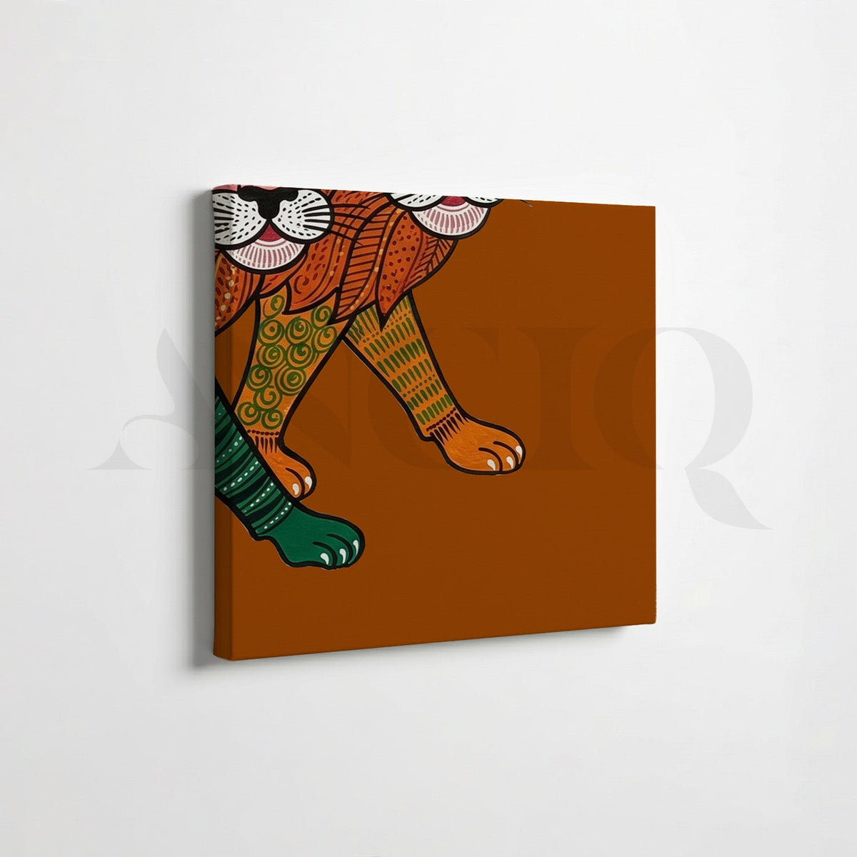 Folk Tiger Heritage Gallery Wall Canvas Artwork Set of 6 – Asha Art Studio – Image 7