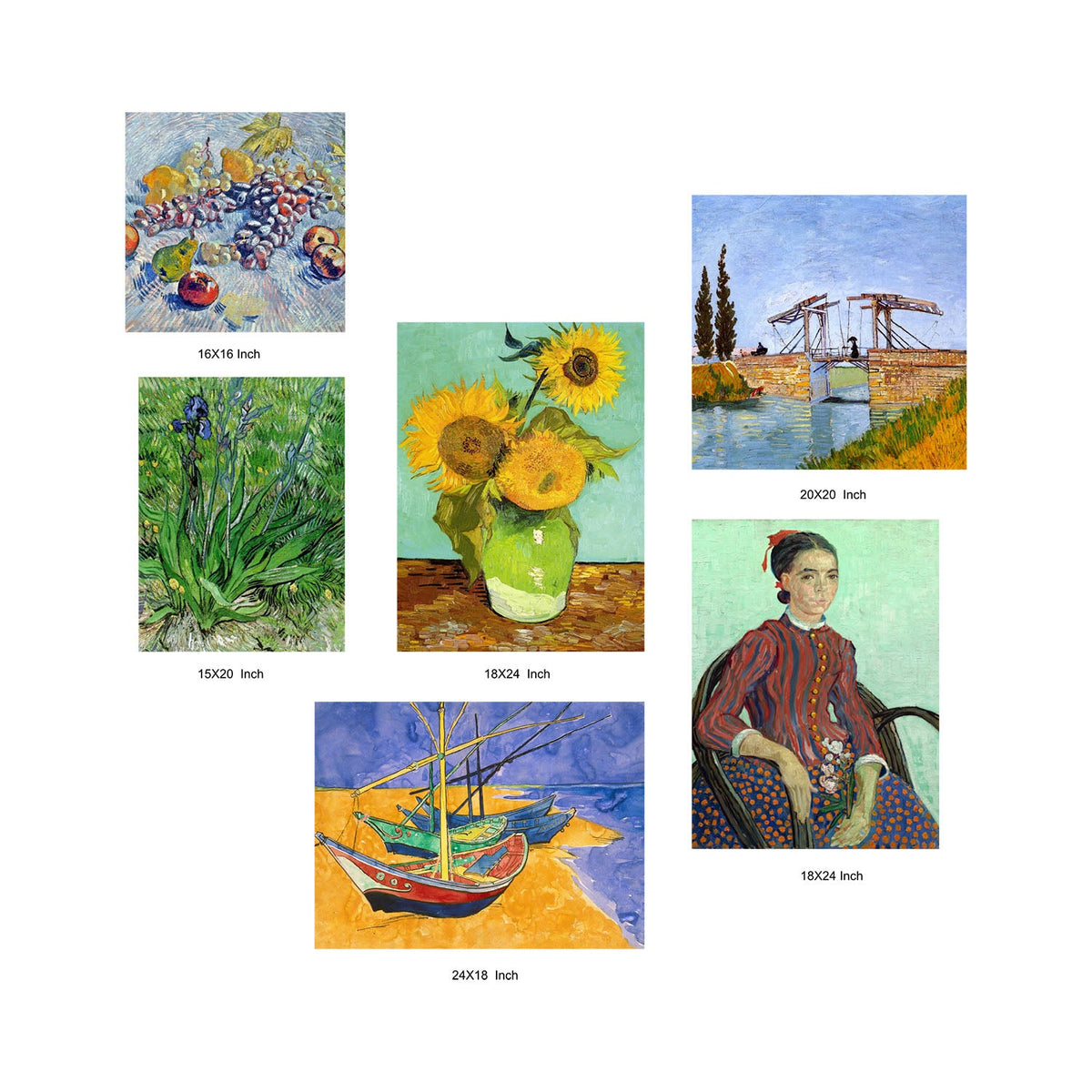 Van Gogh Inspired Classic Gallery Wall Canvas Artwork Set of 6 – Asha Art Studio – Image 8