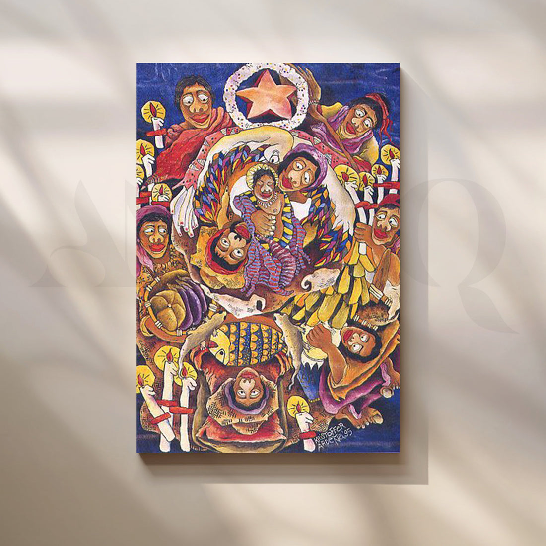 Festive Nativity Folk Canvas Artwork – Asha Art Studio