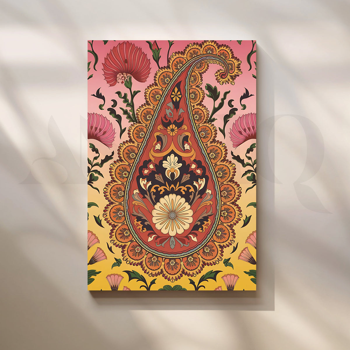Regal Paisley Bloom Canvas Artwork – Asha Art Studio