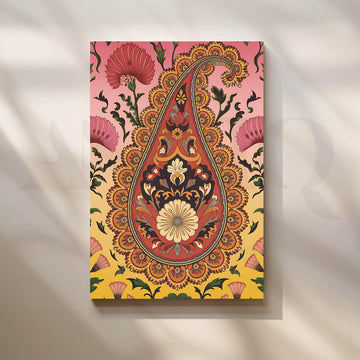 Regal Paisley Bloom Canvas Artwork – Asha Art Studio