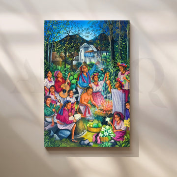 Village Festival Celebration Canvas Artwork – Asha Art Studio
