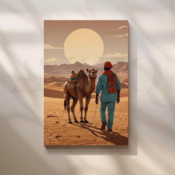 Camel Rider Desert Journey Canvas Artwork – Asha Art Studio