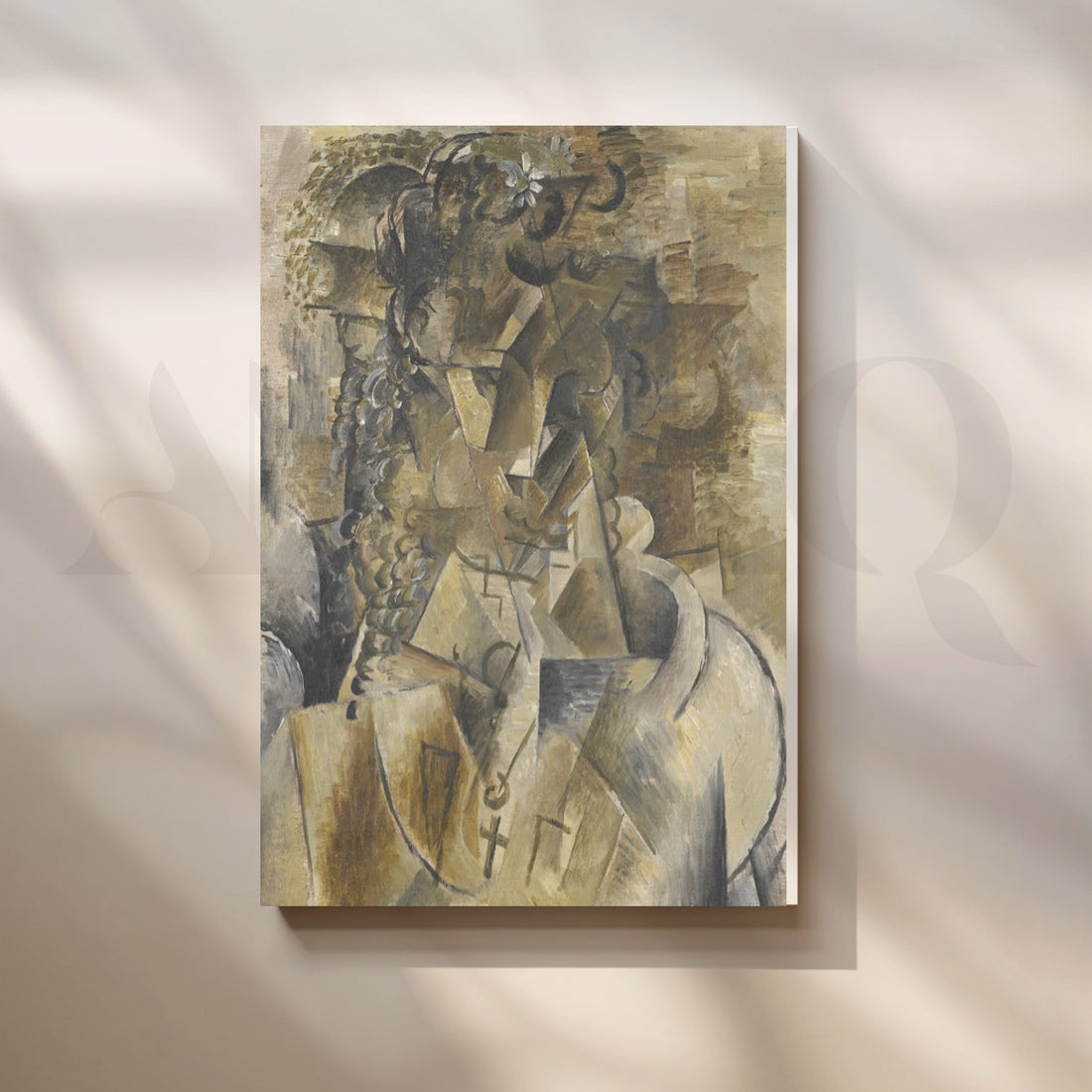 Neutral Cubist Portrait Modern Canvas Artwork – Asha Art Studio