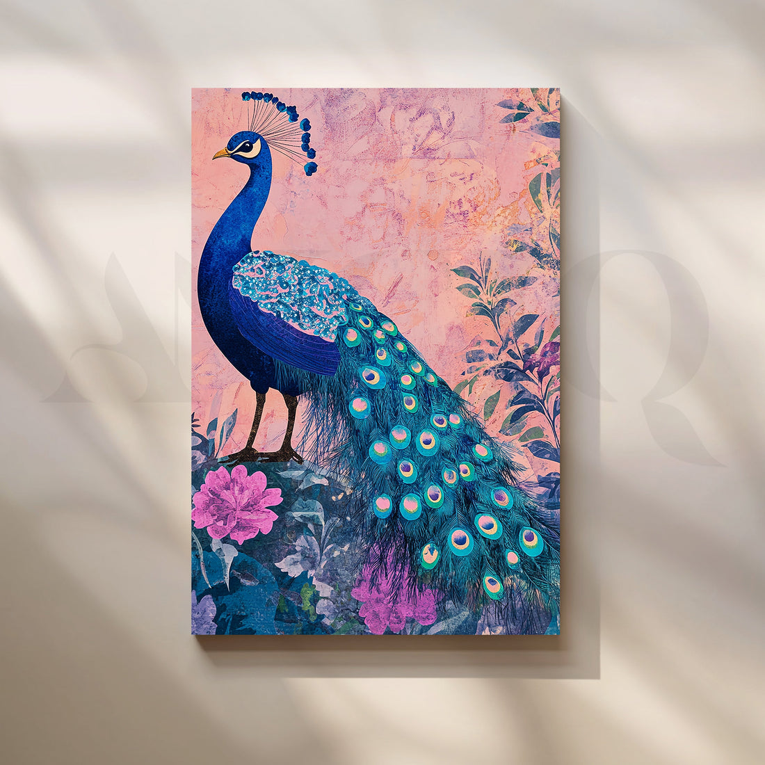 Royal Blue Peacock Canvas Artwork – Asha Art Studio