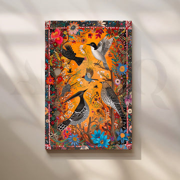 Folk Birds of India Canvas Artwork – Asha Art Studio