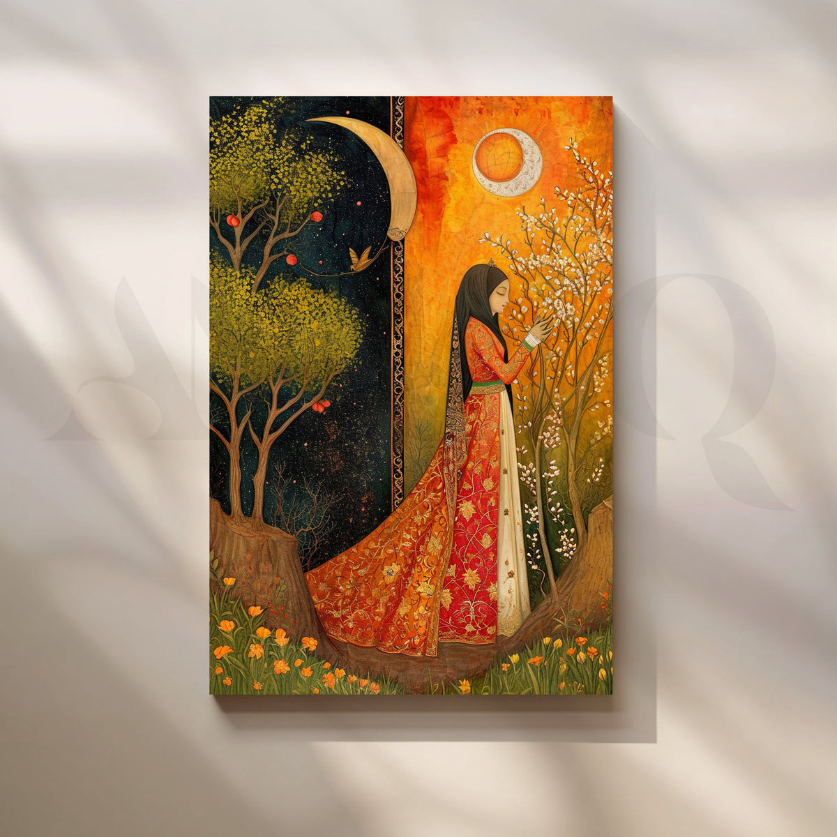 Two Moons of Her Story Canvas Artwork – Asha Art Studio