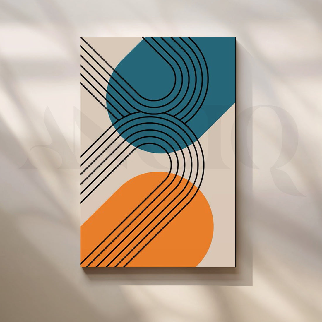Mid Century Geometric Canvas Artwork – Asha Art Studio