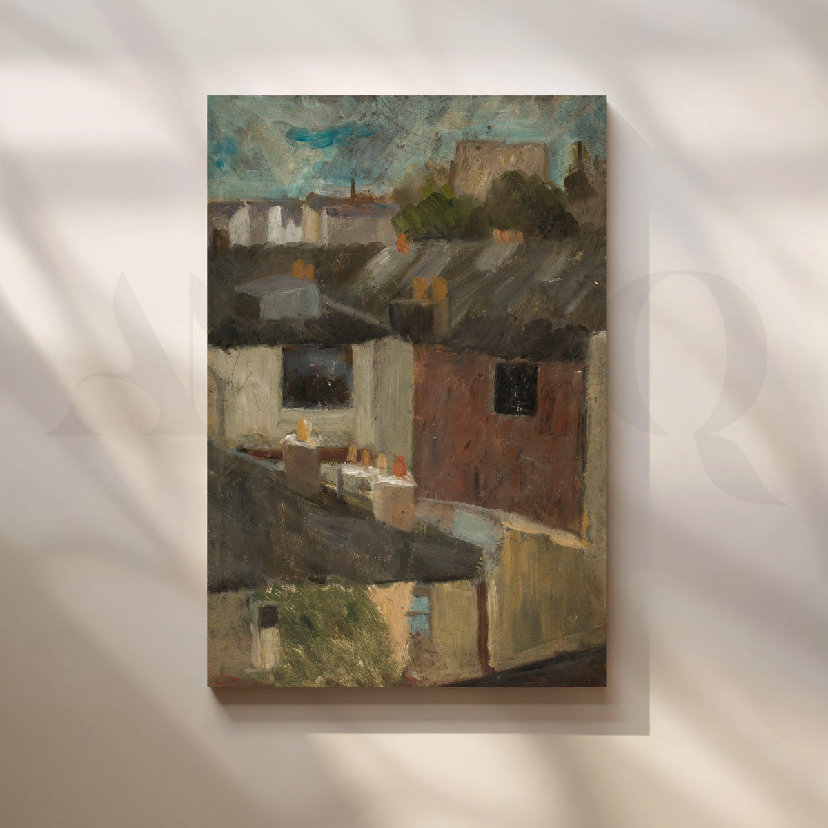 Rooftops at Dusk Canvas Artwork – Asha Art Studio