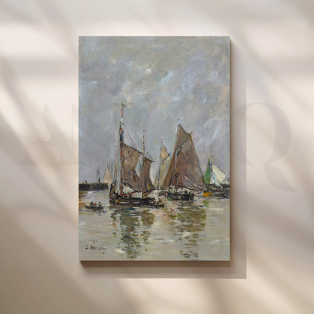 Harbor Sailboats Reflections Canvas Artwork – Asha Art Studio