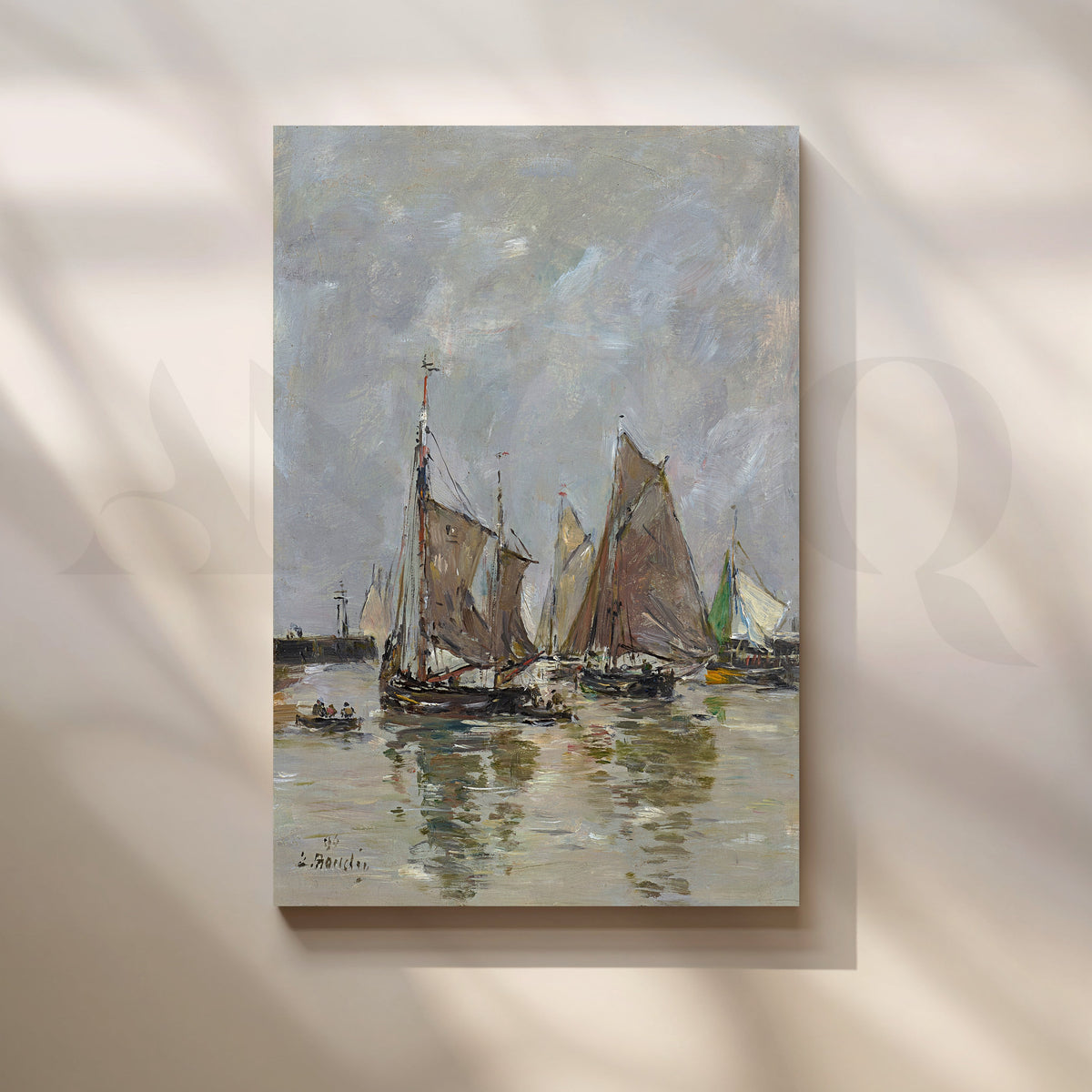 Harbor Sailboats Reflections Canvas Artwork – Asha Art Studio