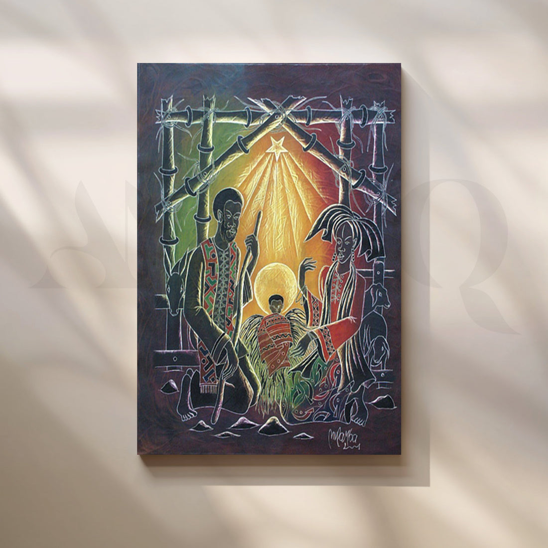 African Nativity Scene Canvas Artwork – Asha Art Studio