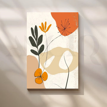 Boho Floral Line Canvas Artwork – Asha Art Studio