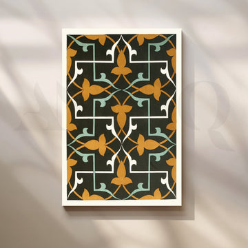 Black Tile Pattern Ornamental Canvas Artwork – Asha Art Studio
