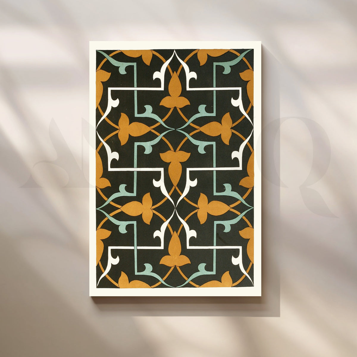 Black Tile Pattern Ornamental Canvas Artwork – Asha Art Studio