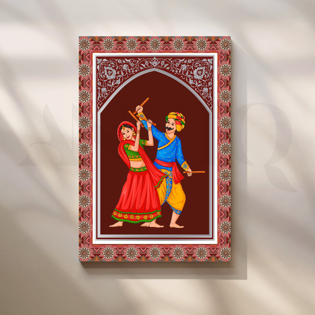 Garba Couple Folk Dance Canvas Artwork – Asha Art Studio