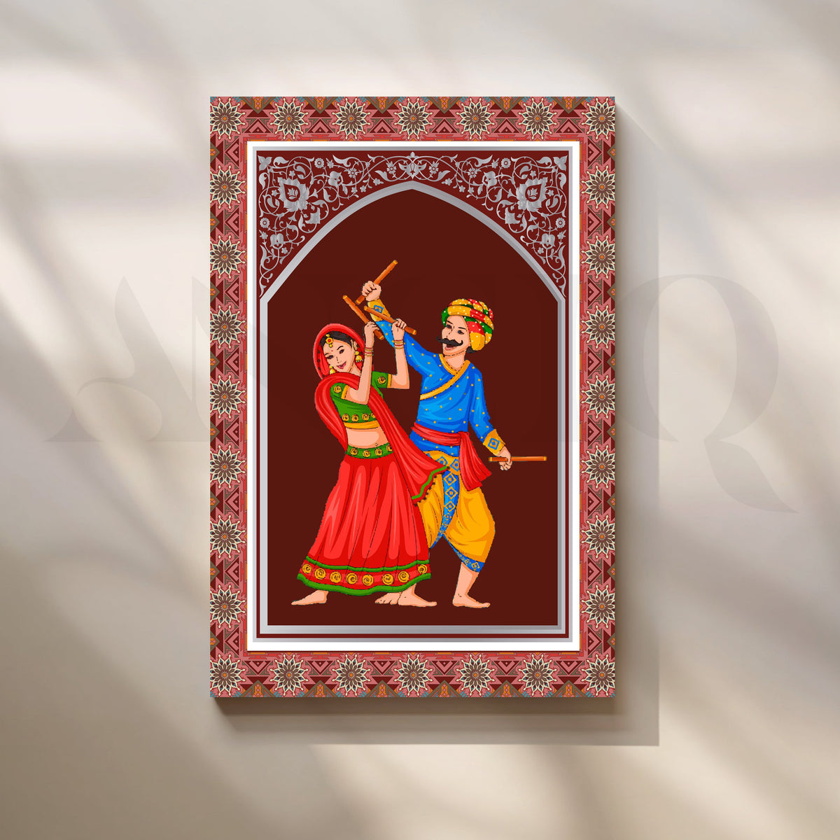 Garba Couple Folk Dance Canvas Artwork – Asha Art Studio