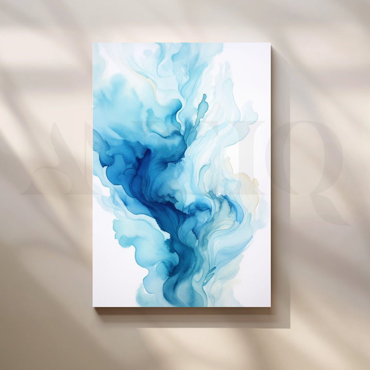 Abstract Blue Waves Canvas Artwork – Asha Art Studio