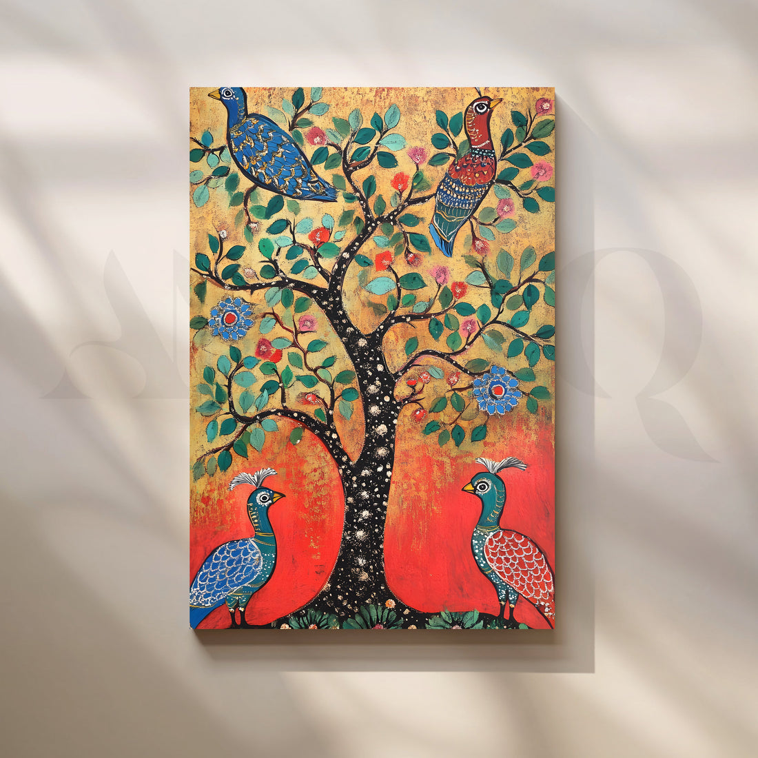 Traditional Peacock Tree Folk Artwork – Asha Art Studio