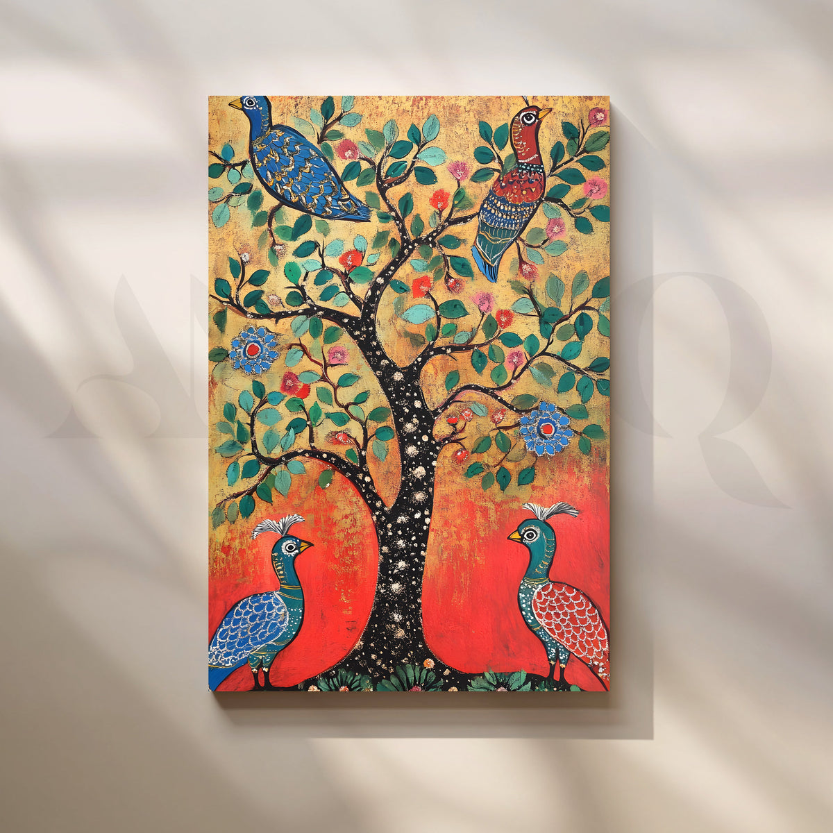 Traditional Peacock Tree Folk Artwork – Asha Art Studio