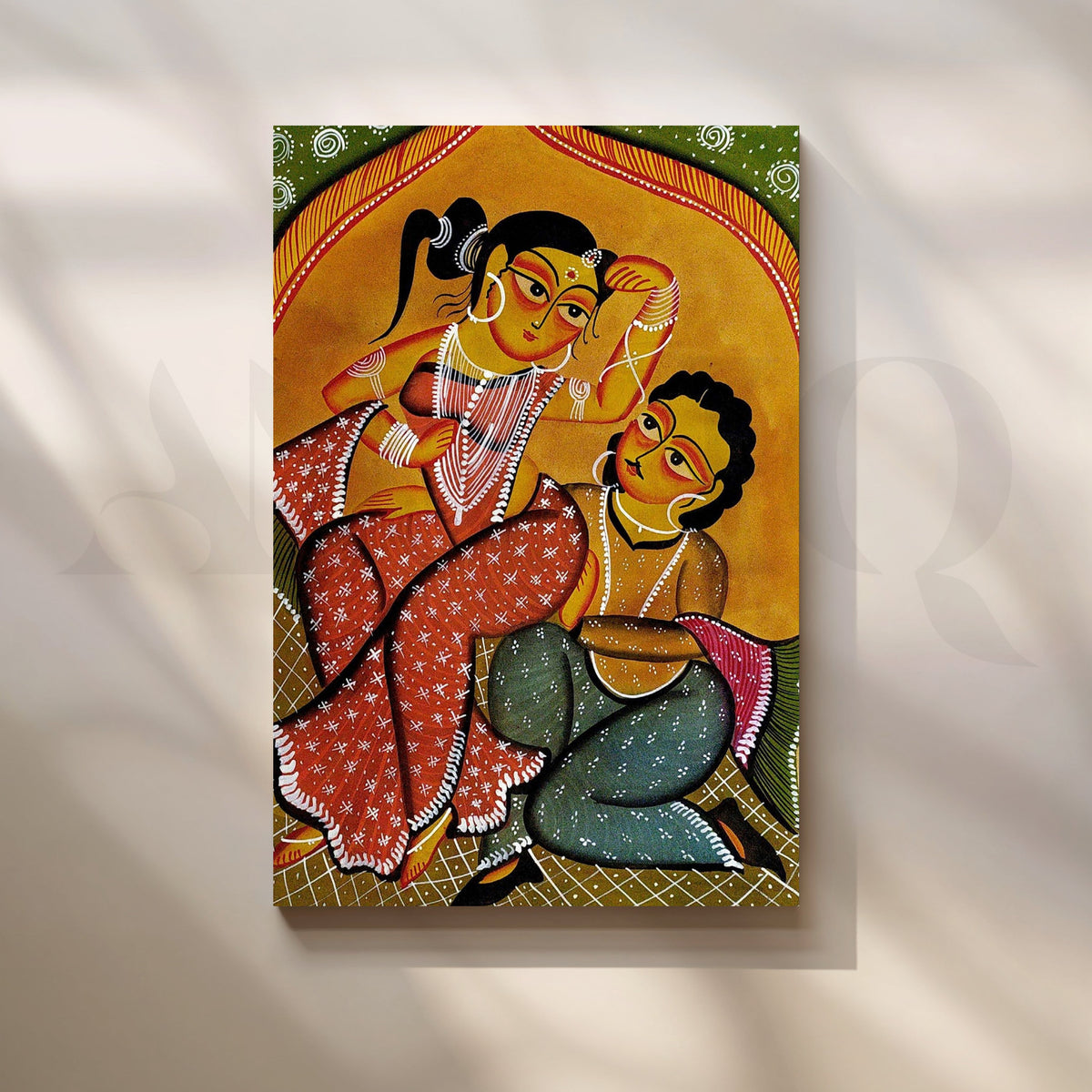 Bengali Folk Couple Canvas Artwork – Asha Art Studio