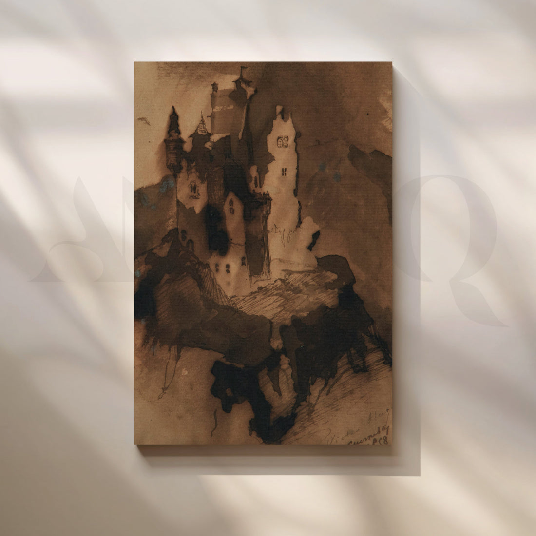 Moonlit Cliff Castle Canvas Artwork – Asha Art Studio