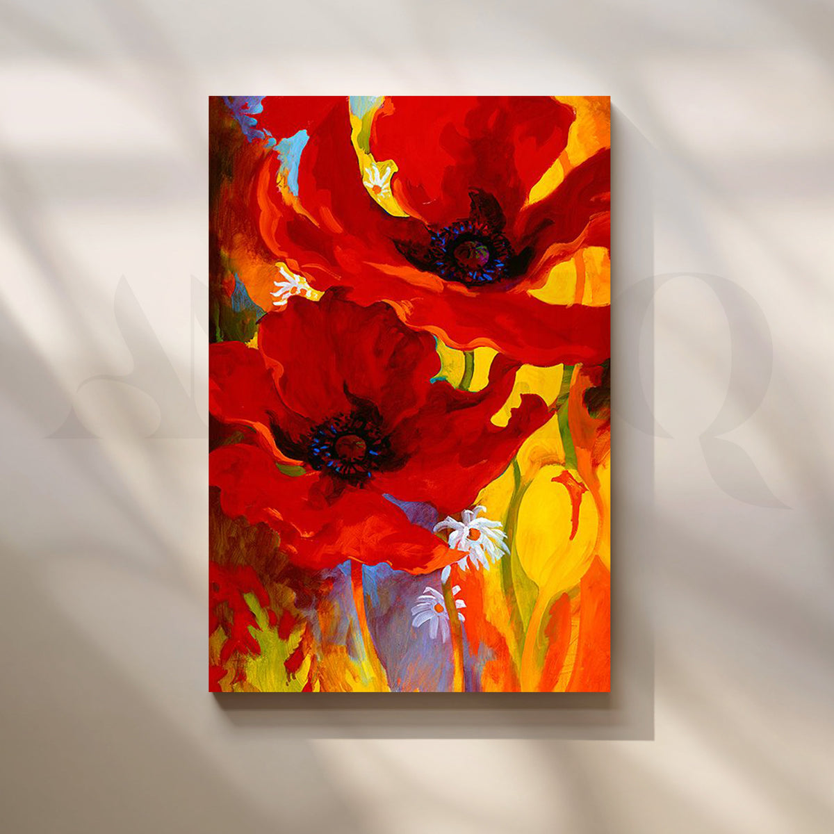 Crimson Bloomscape Canvas Artwork – Asha Art Studio