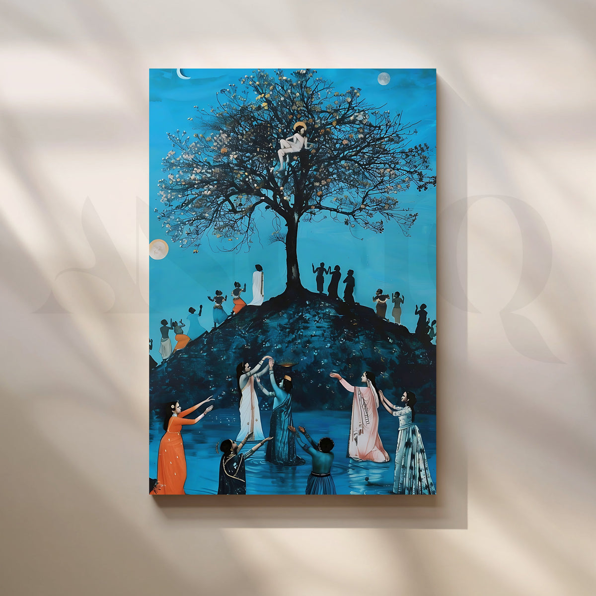 Midnight Melody Under the Tree Canvas Artwork – Asha Art Studio