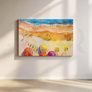 Beach Umbrella Haven Canvas Artwork – Asha Art Studio