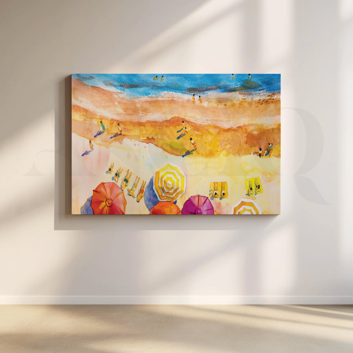 Beach Umbrella Haven Canvas Artwork – Asha Art Studio