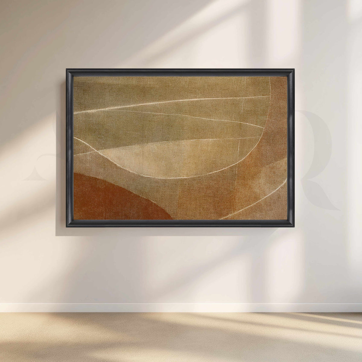 Earthy Neutral Abstract Canvas Artwork with Flowing Line Forms – Asha Art Studio – Image 3